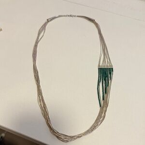 Native American Sterling Silver Onyx Beaded Necklace